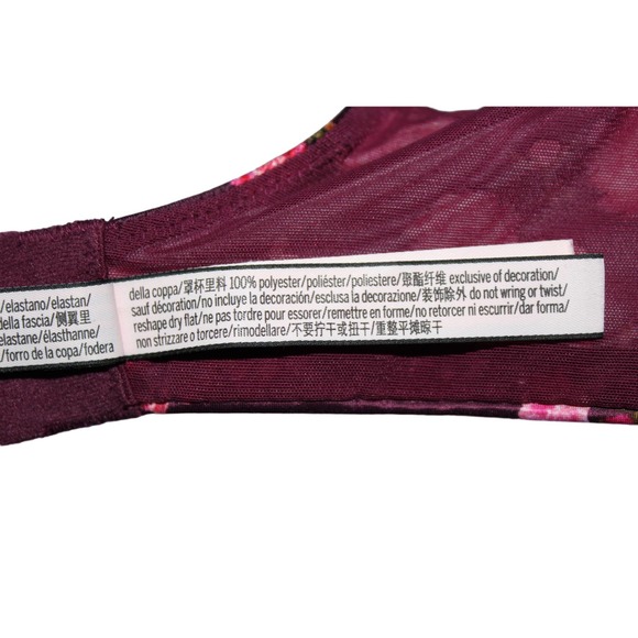 Women's Victoria's Secret Dream Angels Push-Up Bra Red Pink Floral Bra Size 34DD - Picture 7 of 8